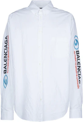 Balenciaga SS24 White Embroidered Logo Long Sleeve Shirt Regular Fit. 773390TNM609000 Buy Balenciaga SS24 White Embroidered Logo Long Sleeve Shirt Regular Fit. 773390TNM609000