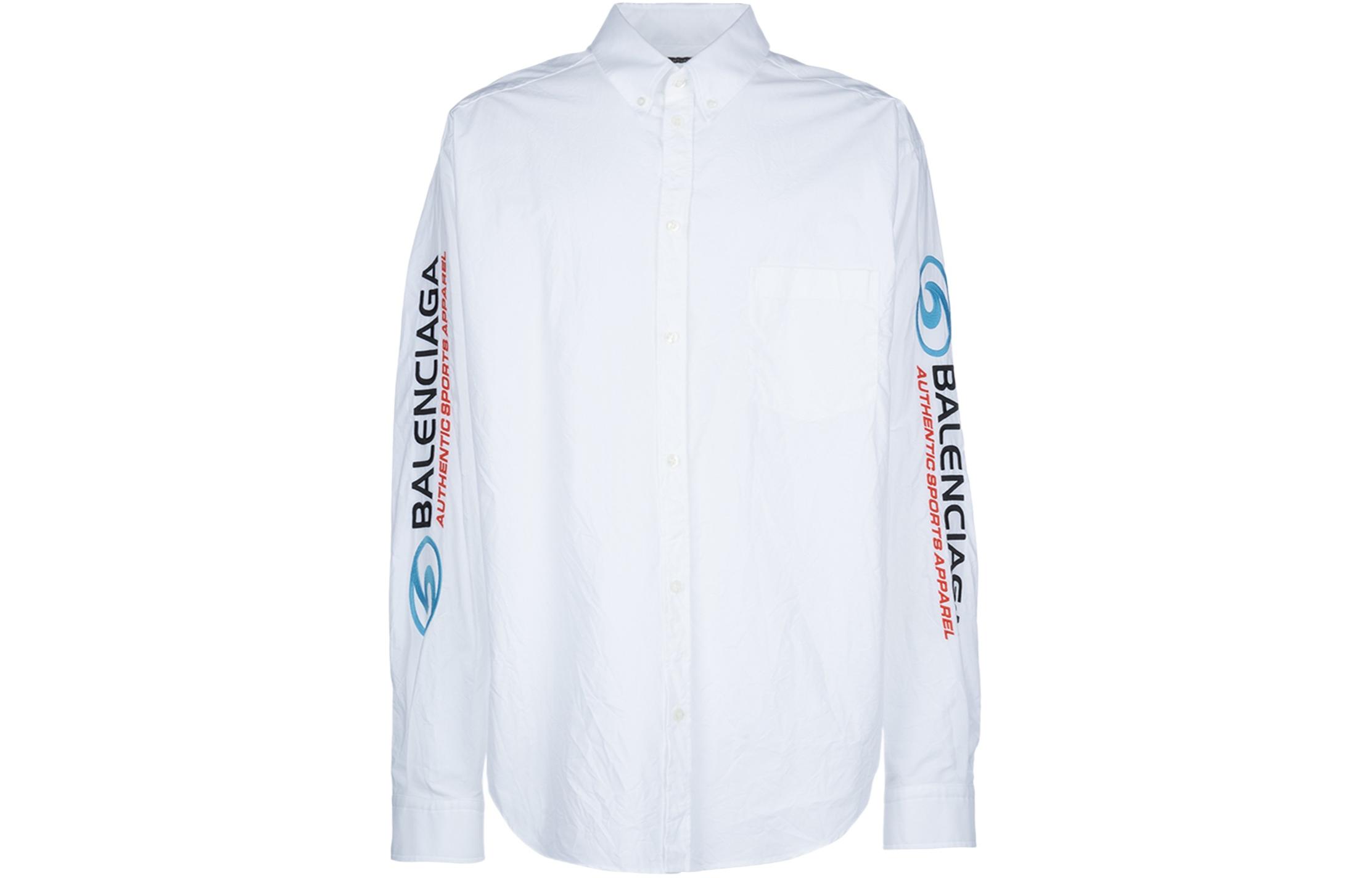 Balenciaga SS24  White Embroidered Logo Long Sleeve Shirt Regular Fit. 773390TNM609000 圖 2