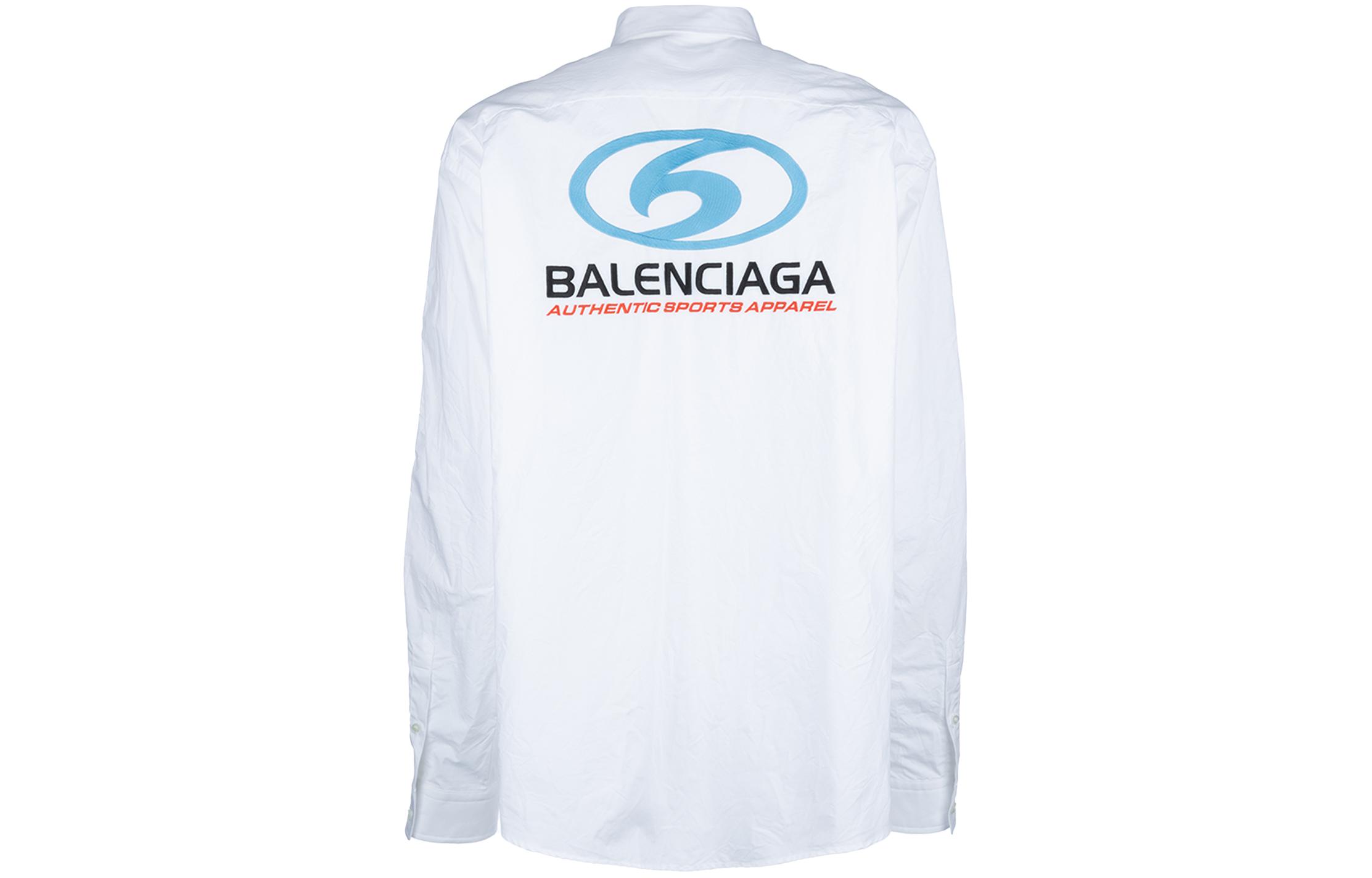 Balenciaga SS24  White Embroidered Logo Long Sleeve Shirt Regular Fit. 773390TNM609000 圖 3