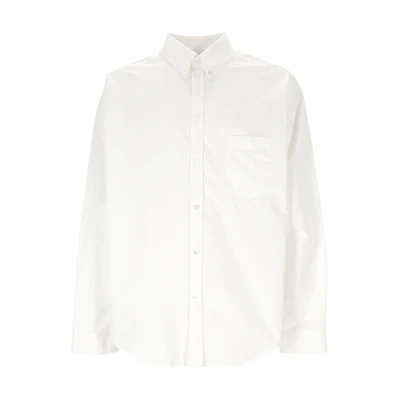 Balenciaga SS24 White Logo Print Long Sleeve Relaxed Fit Shirt. 794583TNM609000