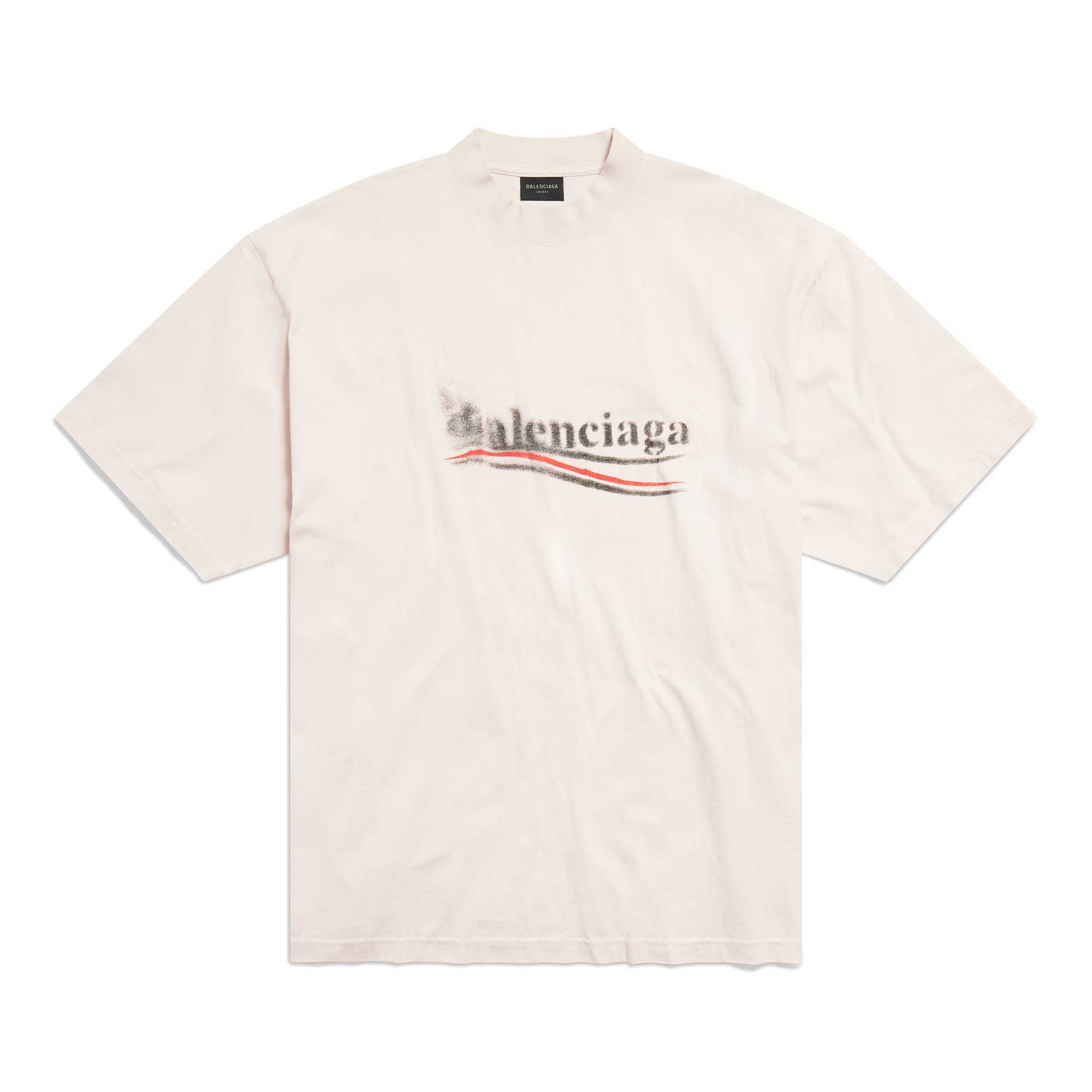 Buy 巴黎世家 SS24 字母印花中性款圆领T恤 常规版型 灰白配色 764235TQVI59784