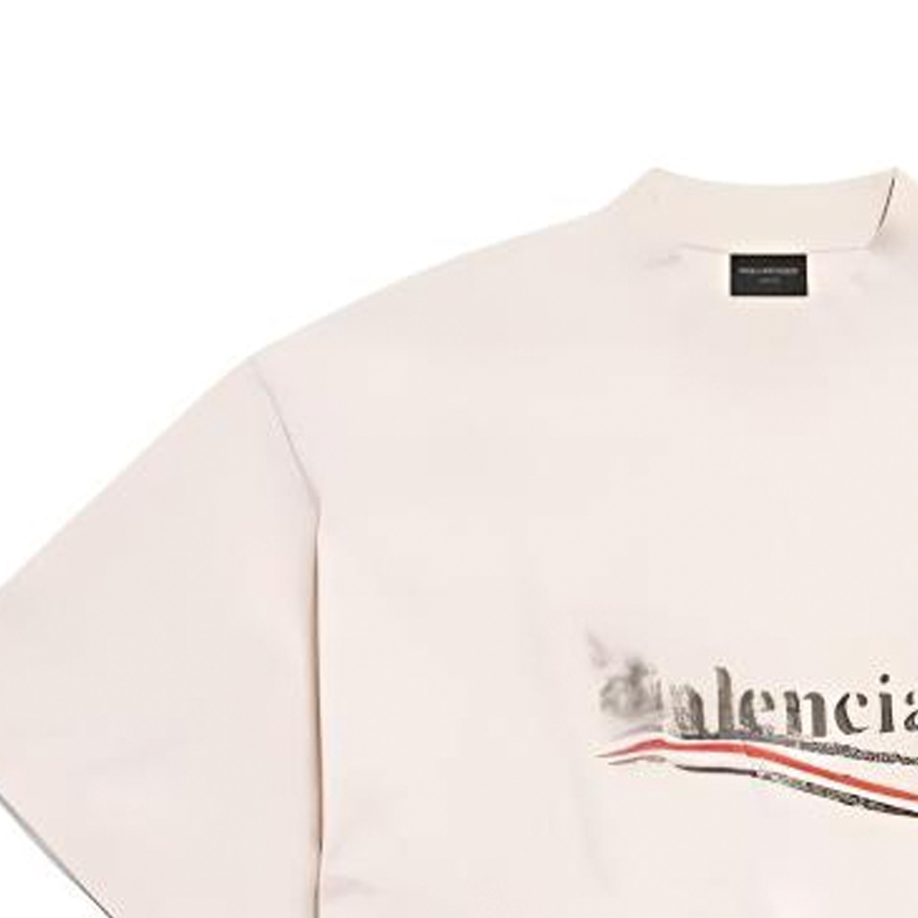 Details for 巴黎世家 SS24 字母印花中性款圆领T恤 常规版型 灰白配色 764235TQVI59784