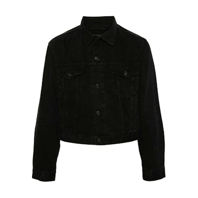 Balenciaga SS24 Black Denim Jacket Unisex Solid Color Long Sleeve Regular Fit. 790869TQW54