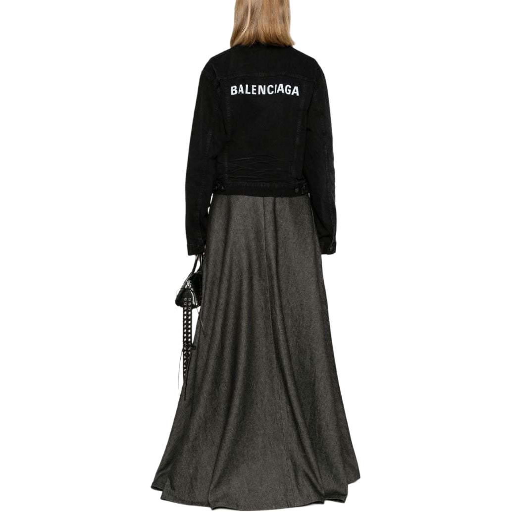 Shop Balenciaga Jaket Denim Hitam SS24 Unisex Lengan Panjang Regular Fit. 790869TQW54