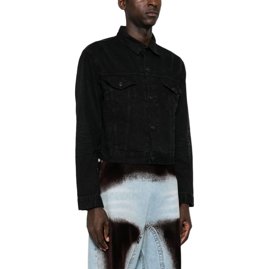 Details for Balenciaga Jaket Denim Hitam SS24 Unisex Lengan Panjang Regular Fit. 790869TQW54