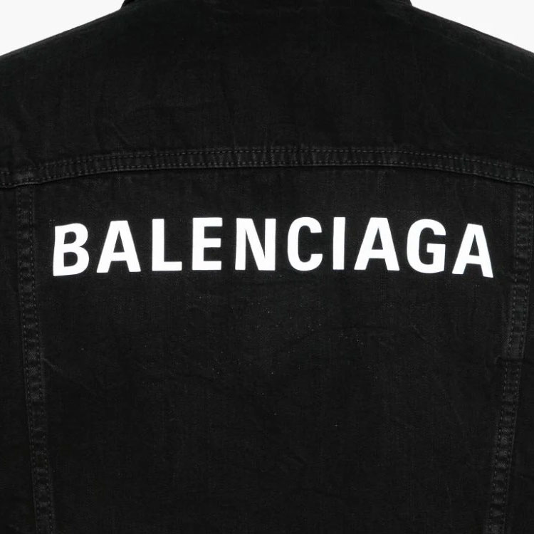 Sizing Balenciaga Jaket Denim Hitam SS24 Unisex Lengan Panjang Regular Fit. 790869TQW54