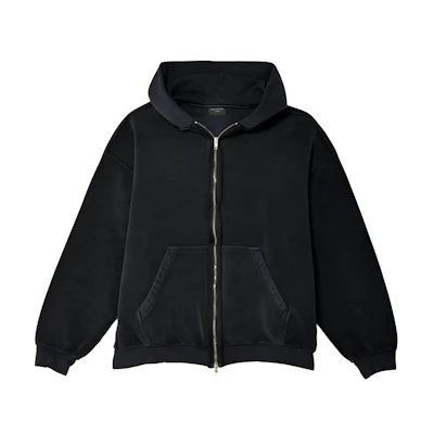 Balenciaga SS24 Black Hoodie Zip-Up Long Sleeve Regular Fit 790378TNVI71083