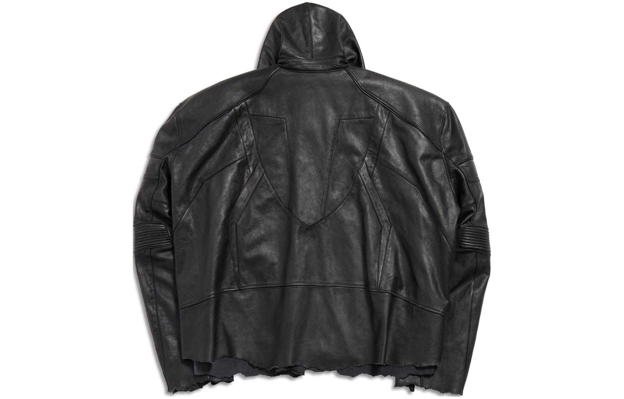 Balenciaga SS24 Black Leather Zip-Up Hoodie Jacket Unisex Oversized Fit. 790201TOS141000 圖 3