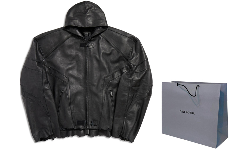 Balenciaga SS24 Black Leather Zip-Up Hoodie Jacket Unisex Oversized Fit. 790201TOS141000 圖 4