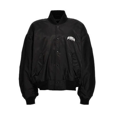 Balenciaga SS24 Black Letter Print Baseball Collar Jacket - Loose Fit 774065TNO271000