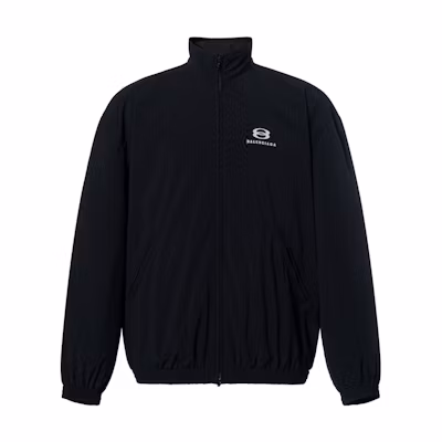 Balenciaga SS24 Black Logo Print Zip Jacket Unisex Oversized Fit 773048TKO311000