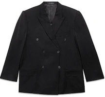 Balenciaga SS24 Black Solid Double-Breasted Oversized Blazer Unisex Casual Fit 773327TPT151000 Balenciaga SS24 Black Solid Double-Breasted Oversized Blazer Unisex Casual Fit 773327TPT151000