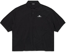 Balenciaga SS24 Black Unisex Oversized Polo Shirt with Embroidered Logo. 791001TQVM71000 Balenciaga SS24 Black Unisex Oversized Polo Shirt with Embroidered Logo. 791001TQVM71000