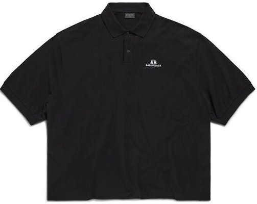 Balenciaga SS24 Baju Polo Hitam Unisex Oversized dengan Logo Sulaman. 791001TQVM71000 Buy Balenciaga SS24 Baju Polo Hitam Unisex Oversized dengan Logo Sulaman. 791001TQVM71000