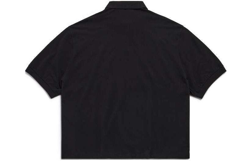 Lookbook Balenciaga SS24 Baju Polo Hitam Unisex Oversized dengan Logo Sulaman. 791001TQVM71000