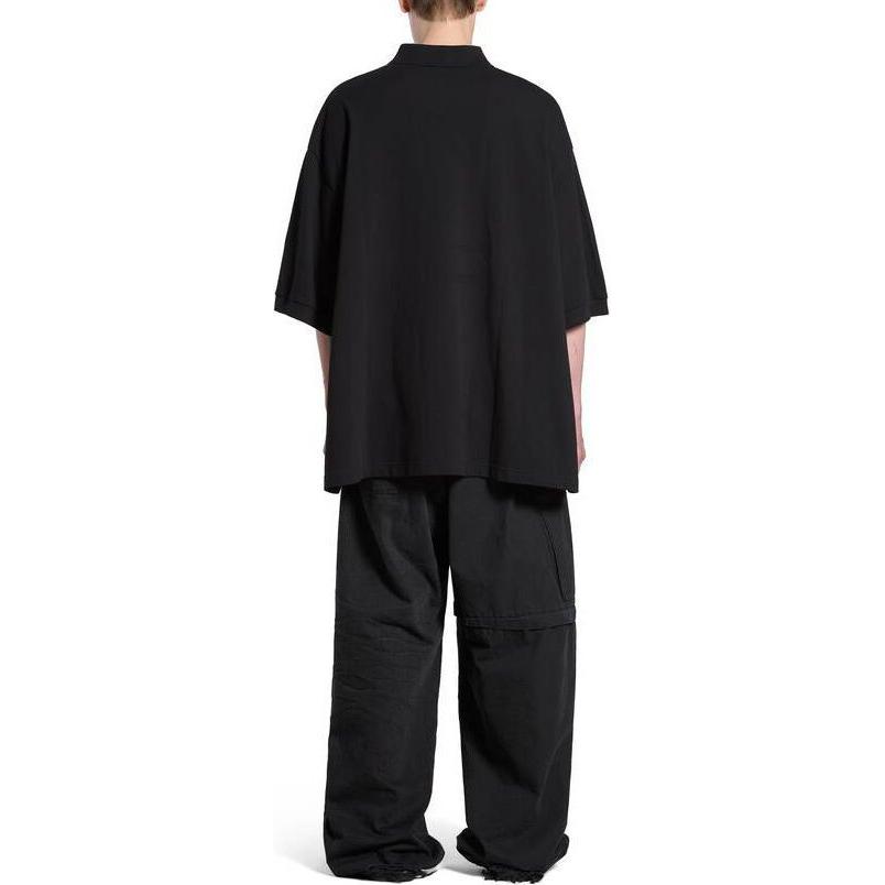 Purchase Balenciaga SS24 Baju Polo Hitam Unisex Oversized dengan Logo Sulaman. 791001TQVM71000
