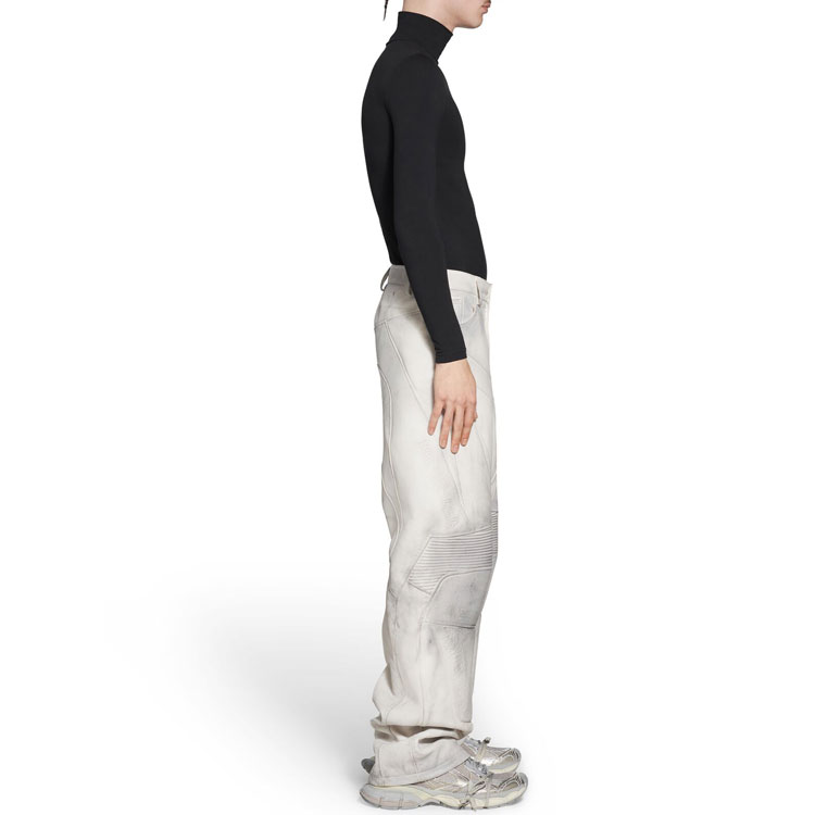 Details for Balenciaga SS24 Seluar Putih Potongan Lurus Mid-Rise Gaya Santai. 747080TOS149012