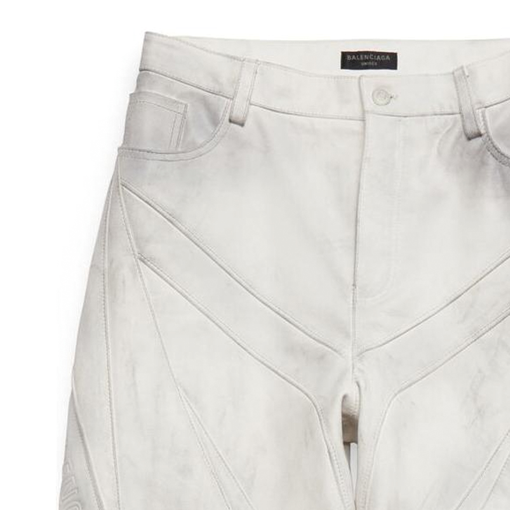 Sizing Balenciaga SS24 Seluar Putih Potongan Lurus Mid-Rise Gaya Santai. 747080TOS149012