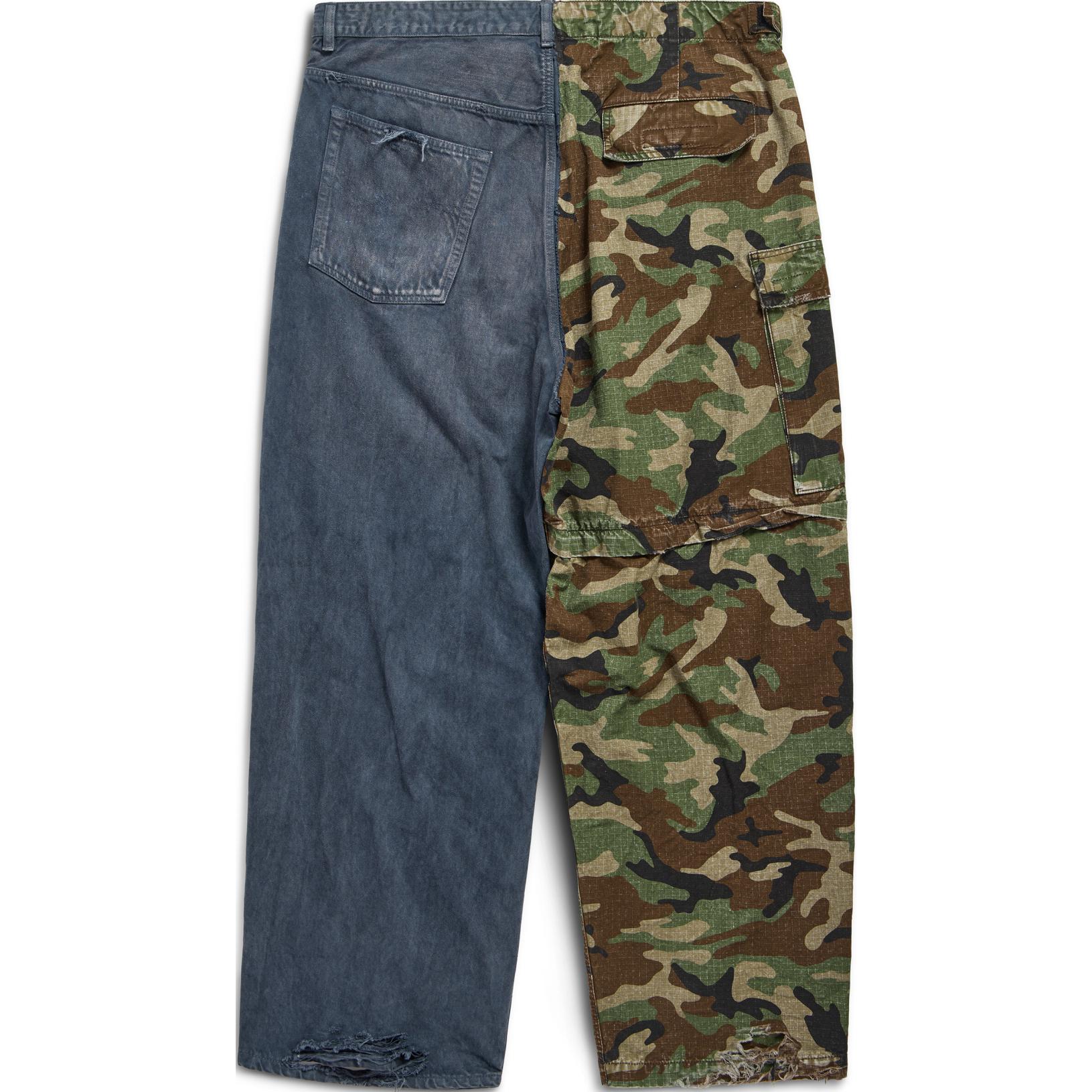 Lookbook バレンシアガ SS24 ユニセックス ダメージ カモフラージュ プリント ジーンズ - ダークブルー 786645TQW562966
