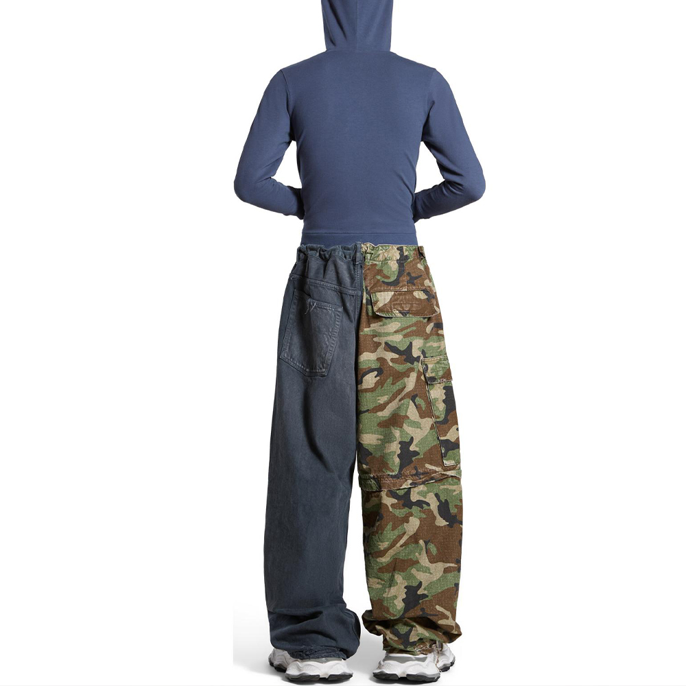 Details for バレンシアガ SS24 ユニセックス ダメージ カモフラージュ プリント ジーンズ - ダークブルー 786645TQW562966