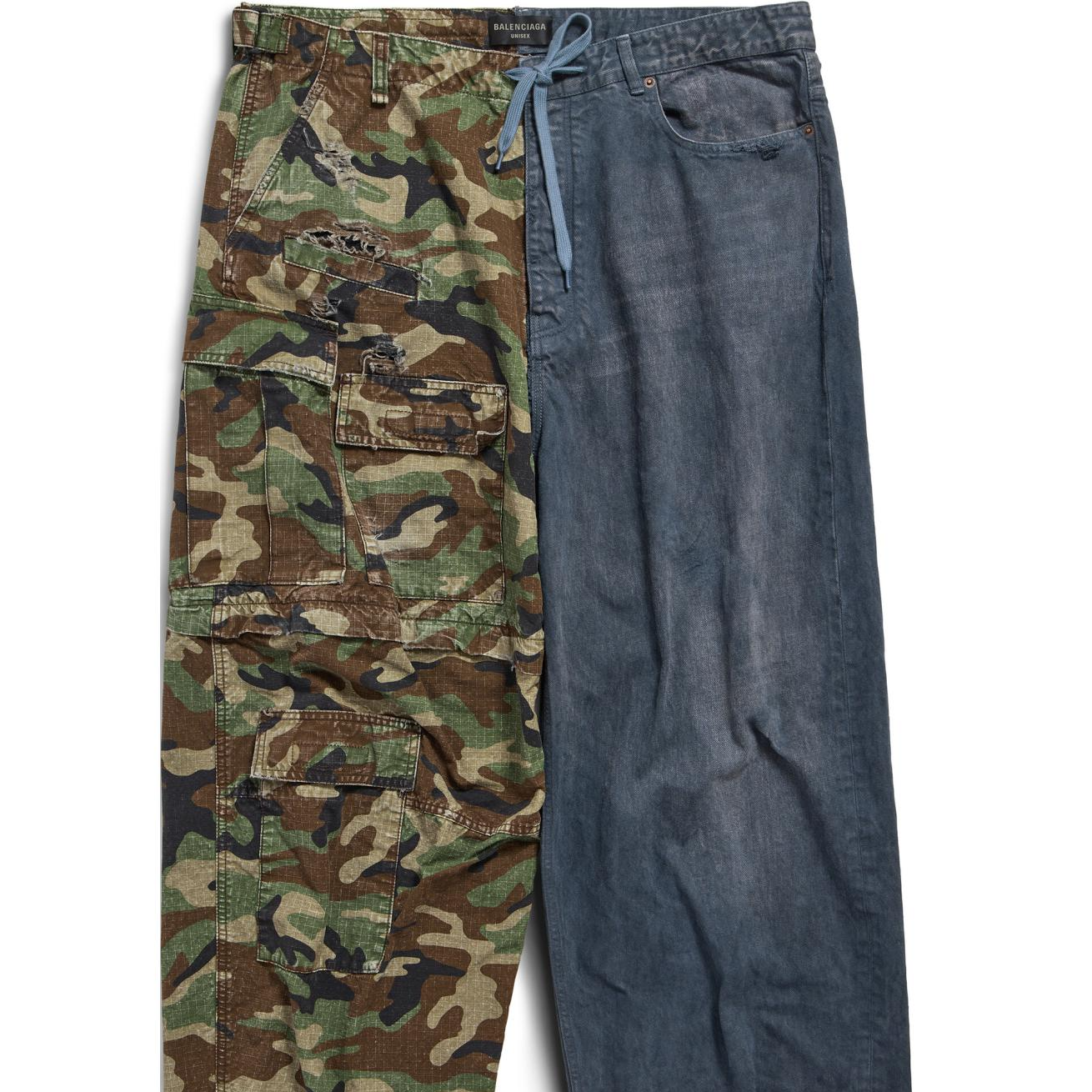 Cheap バレンシアガ SS24 ユニセックス ダメージ カモフラージュ プリント ジーンズ - ダークブルー 786645TQW562966