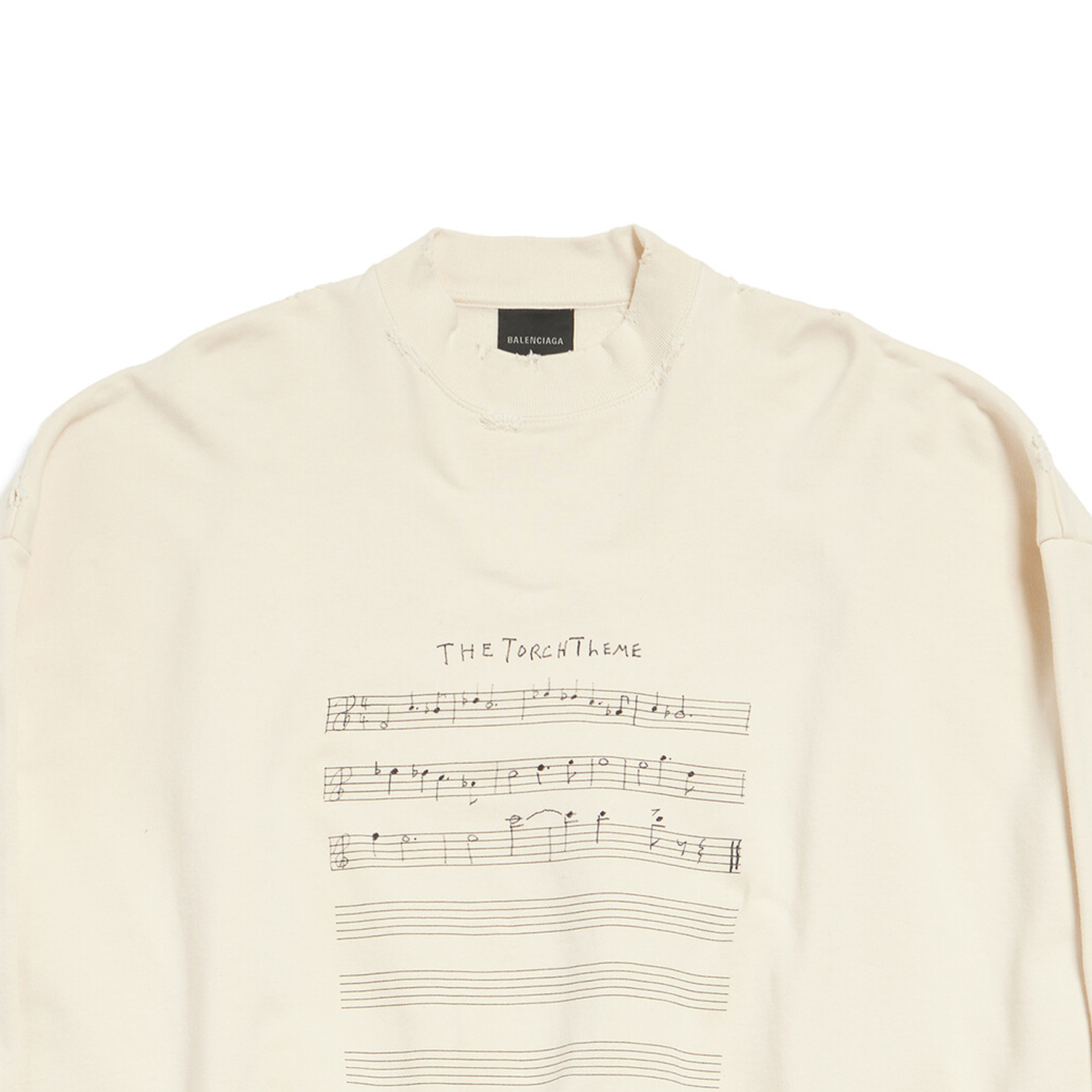 Shop 巴黎世家 SS24 仿舊字母印花米色長袖圓領衛衣 699212TMVO69069