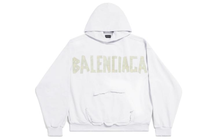 Balenciaga SS24 Distressed Letter Print Hoodie Unisex Oversized Fit. 744441TOVB19000