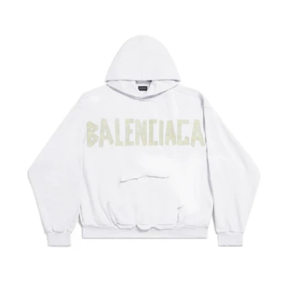 Balenciaga SS24 Distressed Letter Print Hoodie Unisex Oversized Fit. 744441TOVB19000
