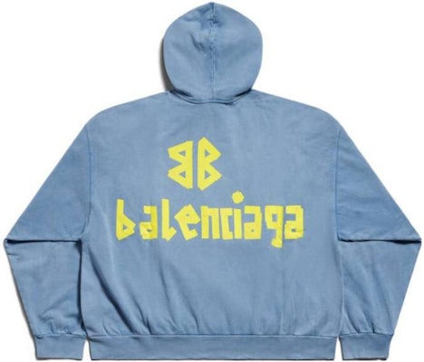 巴黎世家 SS24 做旧字母印花连帽衫 男女同款宽松版型 744441TOVB19000 1