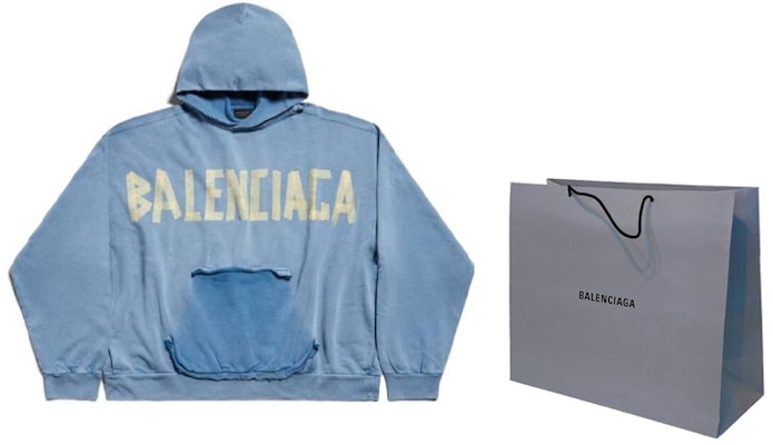 巴黎世家 SS24 做旧字母印花连帽衫 男女同款宽松版型 744441TOVB19000 2