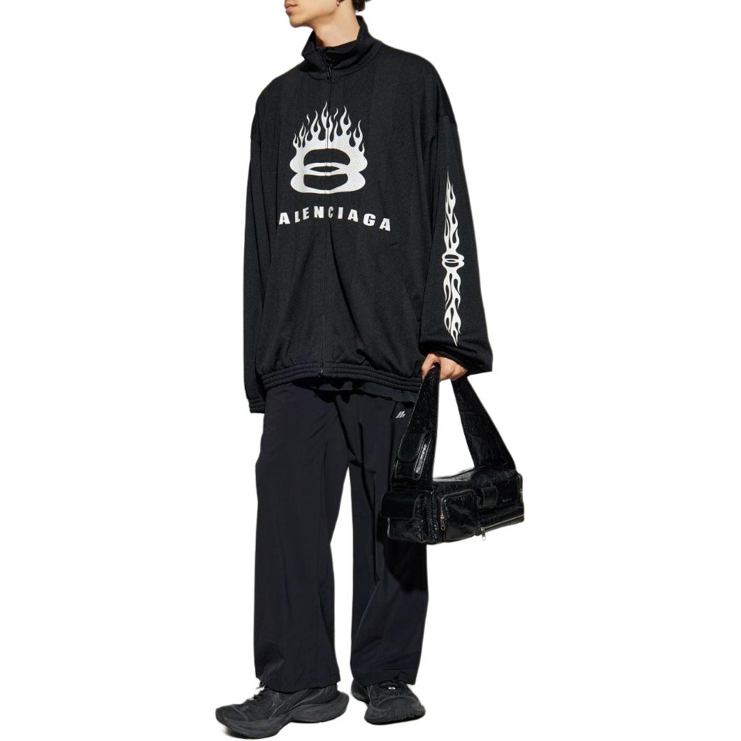 Purchase Chaqueta Balenciaga SS24 Flame Logo Negra con Cremallera, Ajuste Suelto Manga Larga 794794TQV381000