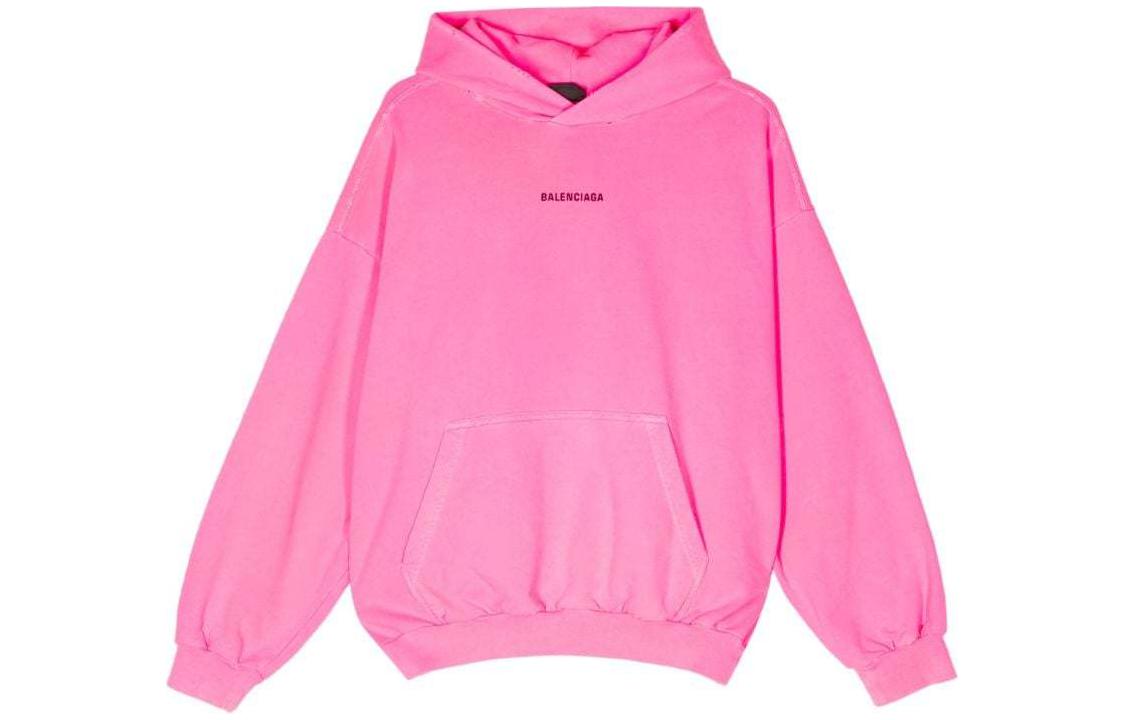 Balenciaga SS24 Flamingo Pink Logo Embroidered Hoodie Unisex Oversized Fit 767877TOVJ95014