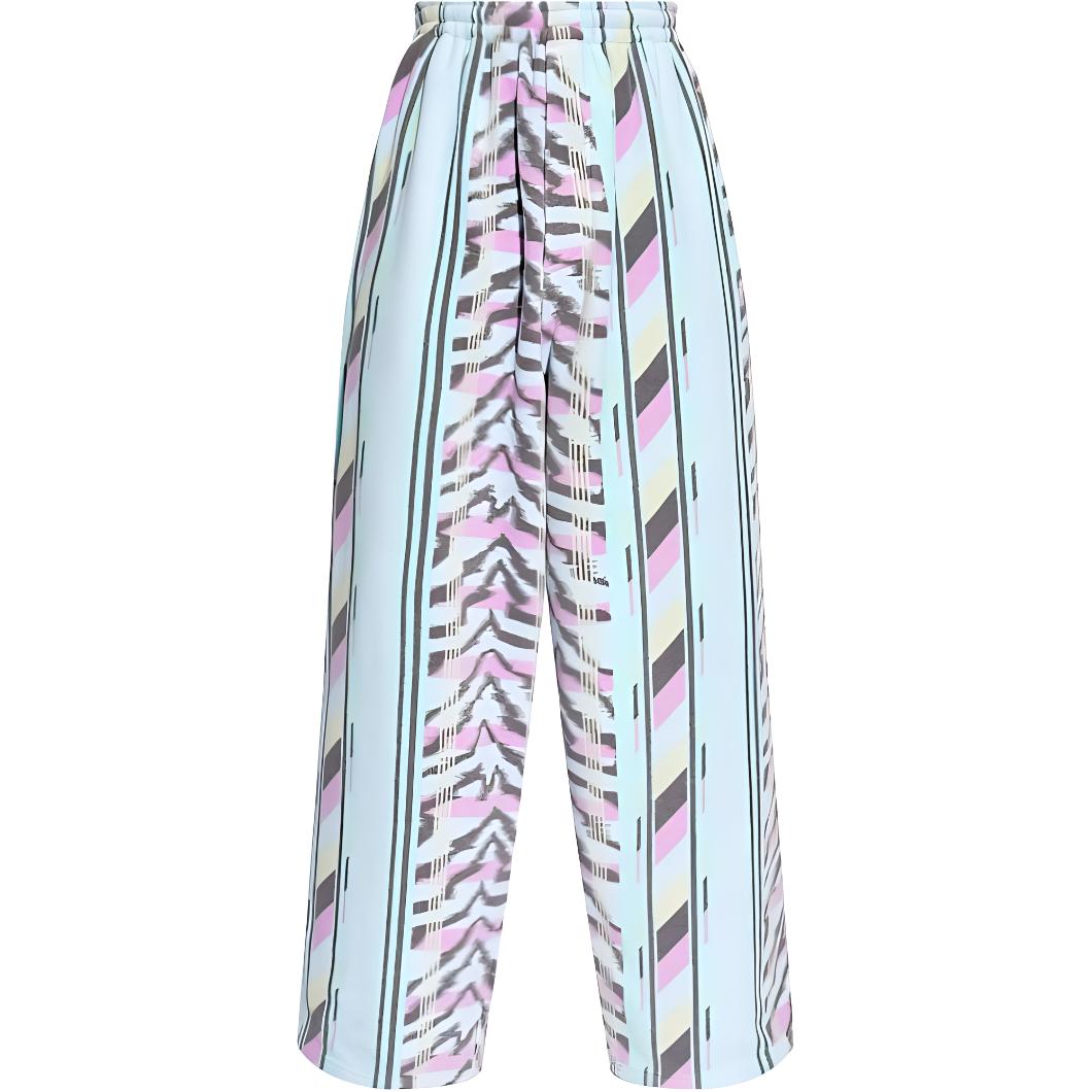 Balenciaga SS24 Geometric Print Loose Fit Wide-Leg Trousers Blue  Casual Pants 803403TQLB44011