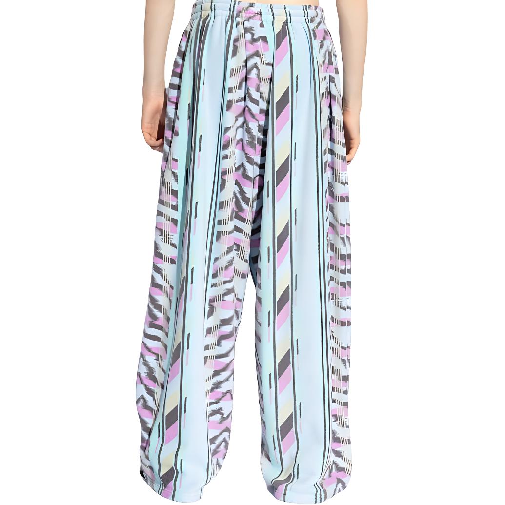 Purchase 발렌시아가 SS24 기하학 프린트 와이드핏 블루 캐주얼 팬츠 803403TQLB44011