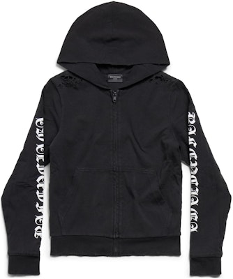 巴黎世家SS24哥特字母修身拉链连帽衫男女款黑色卫衣. 787359TQVJ51569 Buy 巴黎世家SS24哥特字母修身拉链连帽衫男女款黑色卫衣. 787359TQVJ51569