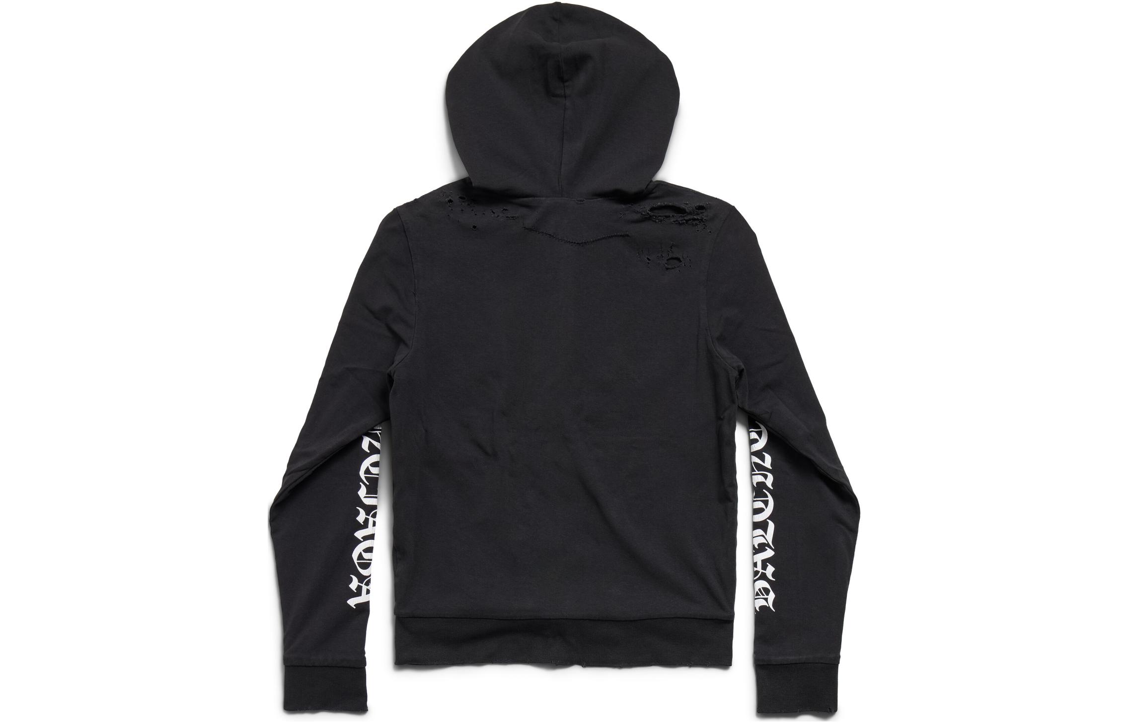 Lookbook 巴黎世家SS24哥特字母修身拉链连帽衫男女款黑色卫衣. 787359TQVJ51569