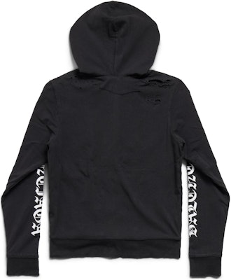 巴黎世家SS24哥特字母修身拉链连帽衫男女款黑色卫衣. 787359TQVJ51569 Lookbook 巴黎世家SS24哥特字母修身拉链连帽衫男女款黑色卫衣. 787359TQVJ51569