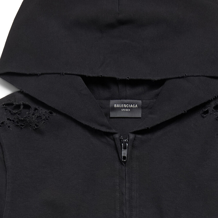 Shop 巴黎世家SS24哥特字母修身拉链连帽衫男女款黑色卫衣. 787359TQVJ51569