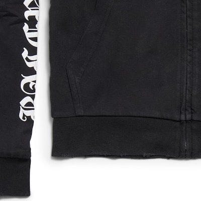 巴黎世家SS24哥特字母修身拉链连帽衫男女款黑色卫衣. 787359TQVJ51569 Details for 巴黎世家SS24哥特字母修身拉链连帽衫男女款黑色卫衣. 787359TQVJ51569