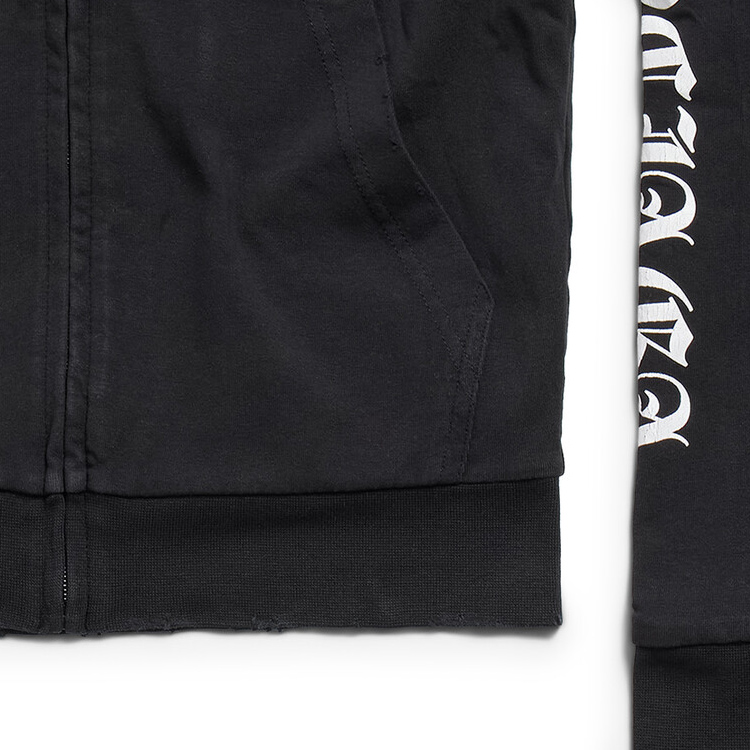 Sizing 巴黎世家SS24哥特字母修身拉链连帽衫男女款黑色卫衣. 787359TQVJ51569