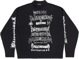 Balenciaga SS24 Graffiti Print Knit Pullover Unisex Black Sweater. 773301T33001000 Balenciaga SS24 Graffiti Print Knit Pullover Unisex Black Sweater. 773301T33001000