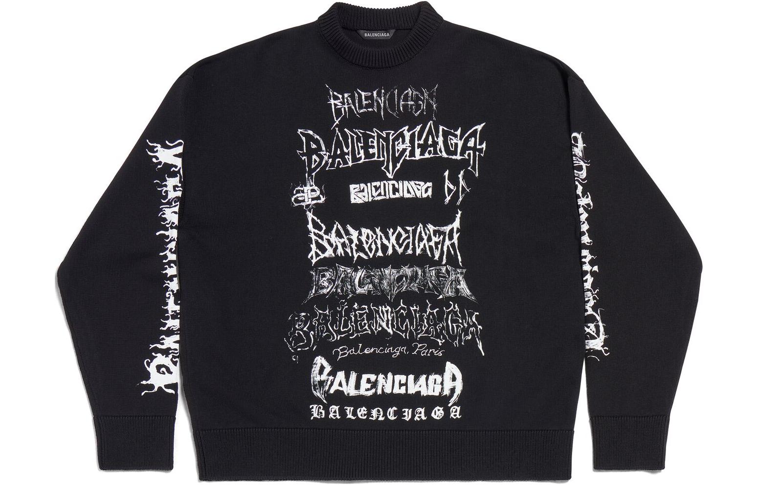 Balenciaga SS24 Graffiti Print Knit Pullover Unisex Black Sweater. 773301T33001000 圖 2