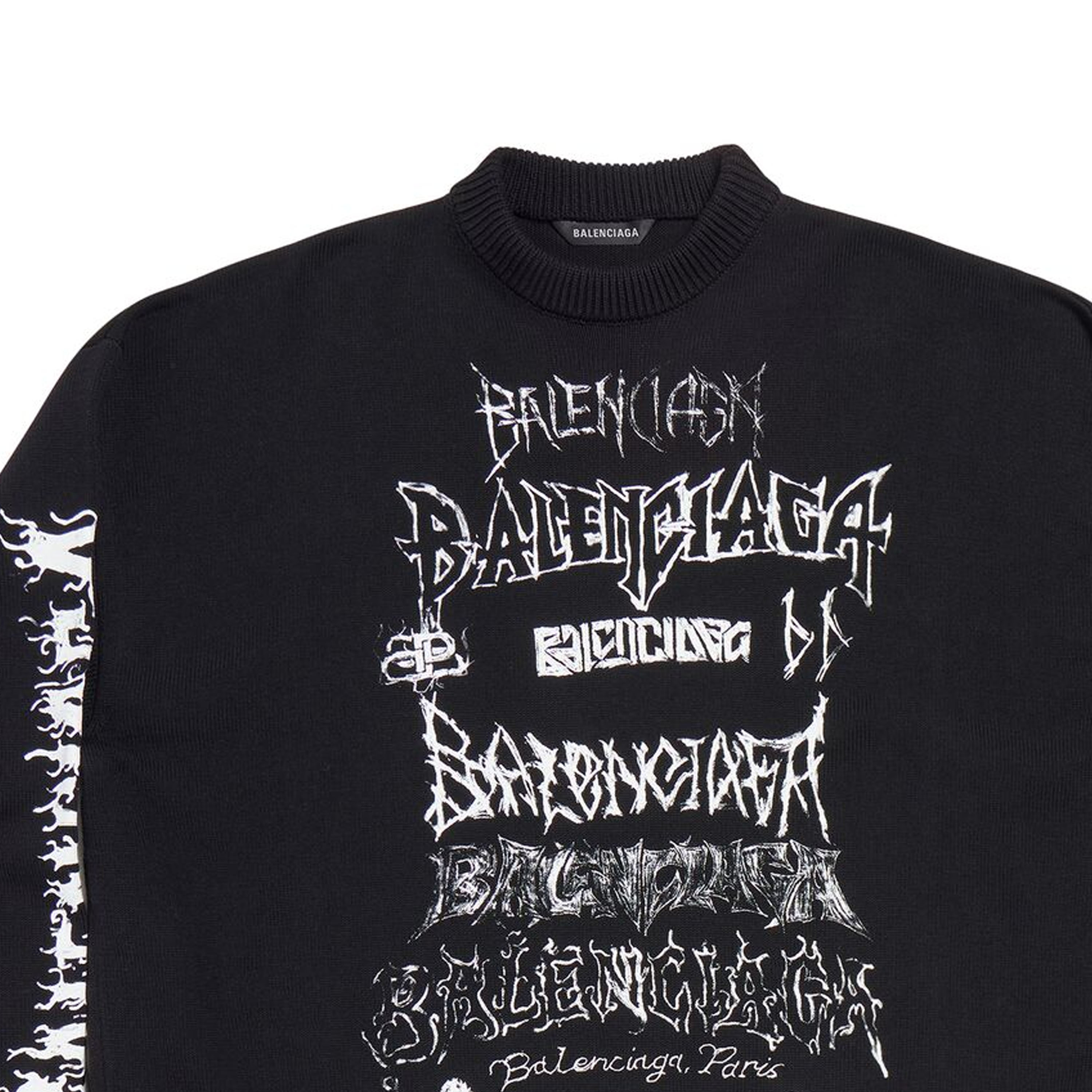 Balenciaga SS24 Graffiti Print Knit Pullover Unisex Black Sweater. 773301T33001000 圖 4