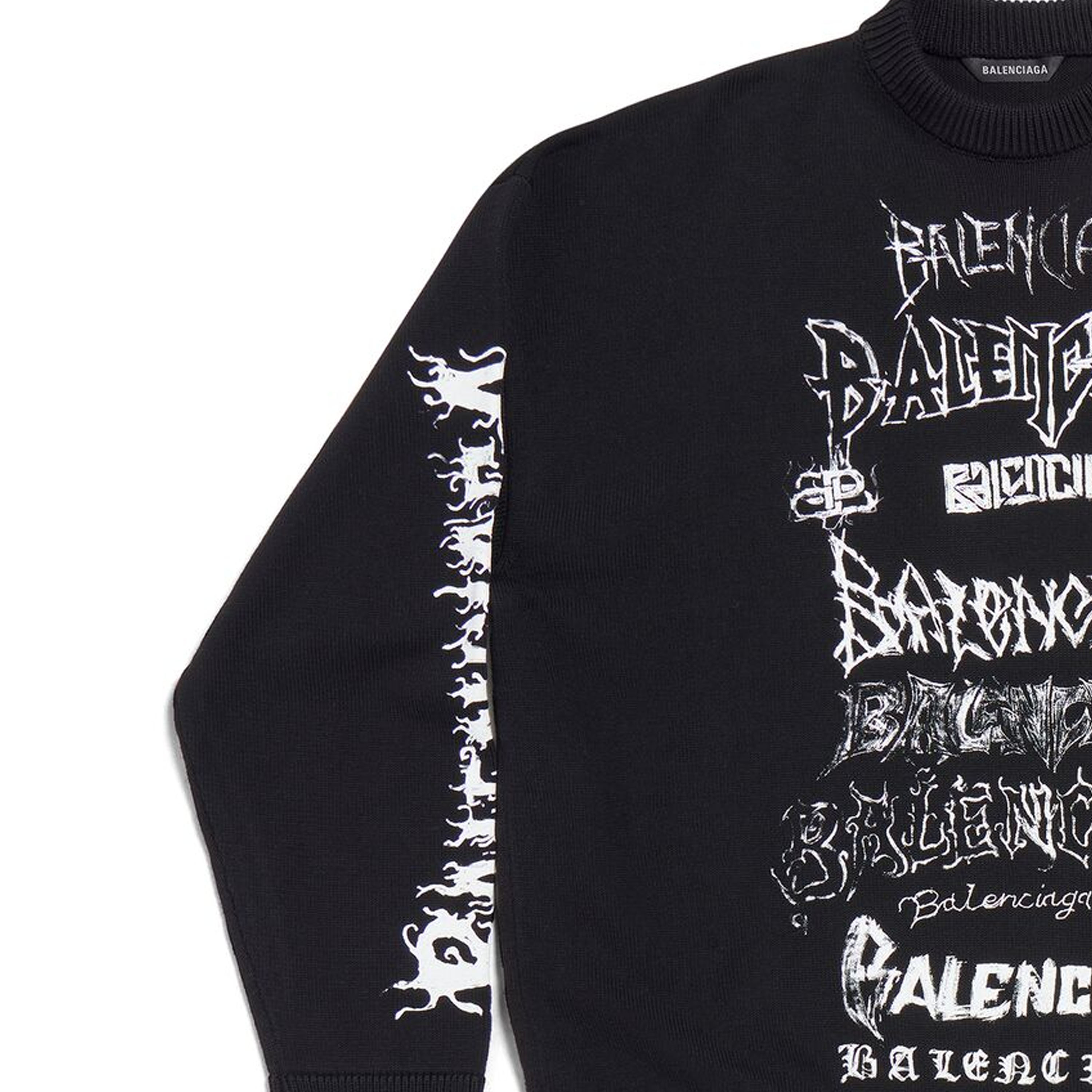 Balenciaga SS24 Graffiti Print Knit Pullover Unisex Black Sweater. 773301T33001000 圖 5