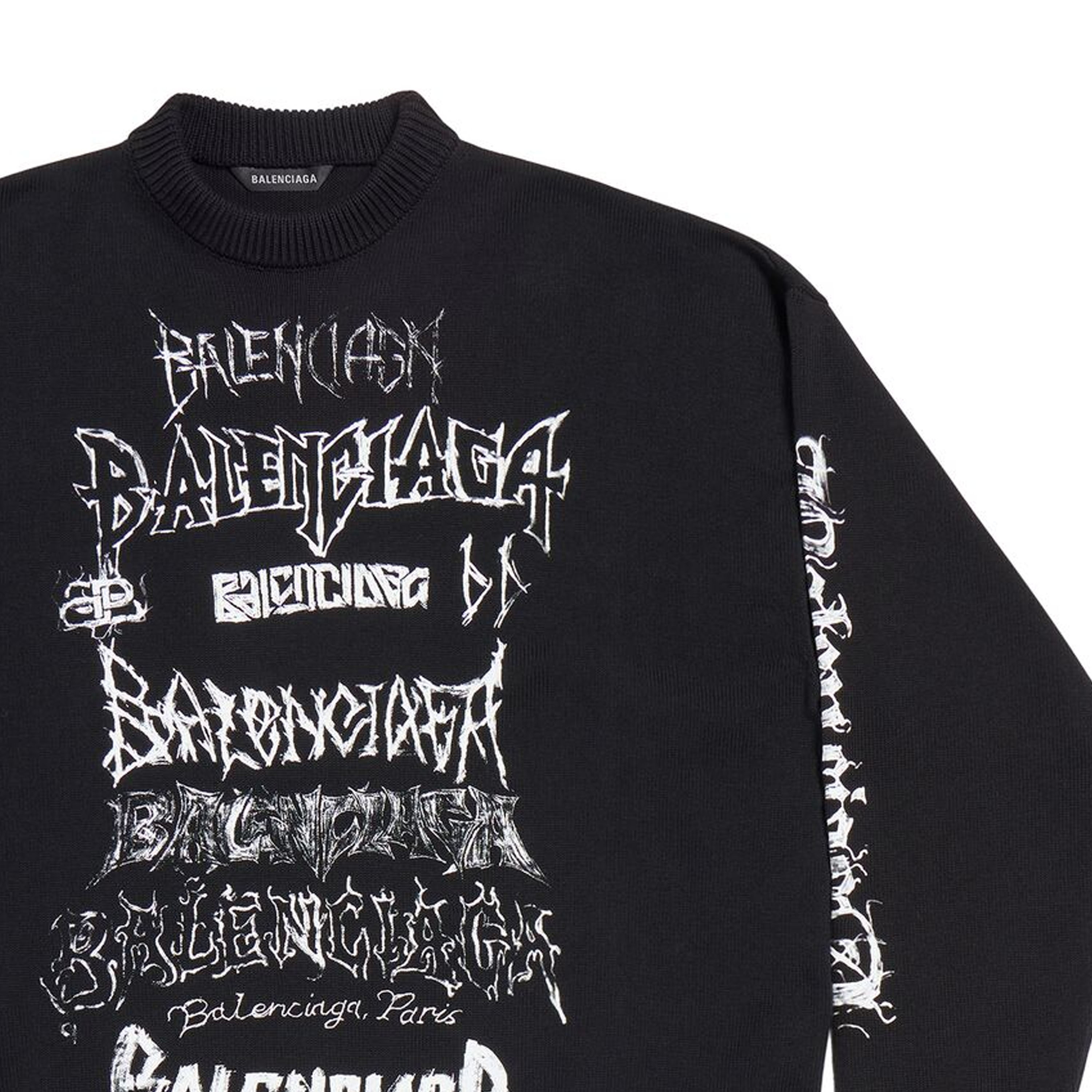 Balenciaga SS24 Graffiti Print Knit Pullover Unisex Black Sweater. 773301T33001000 圖 6