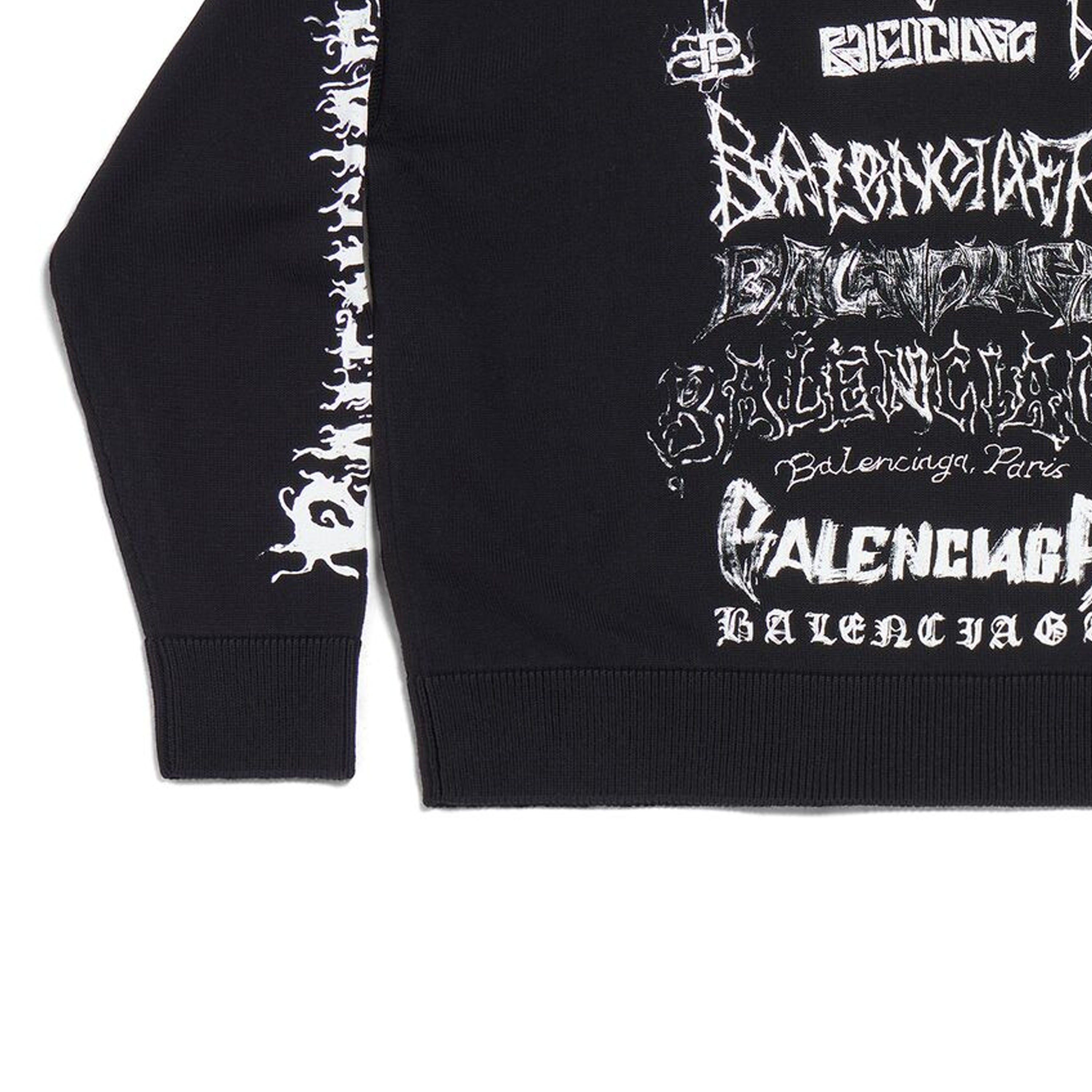 Balenciaga SS24 Graffiti Print Knit Pullover Unisex Black Sweater. 773301T33001000 圖 7