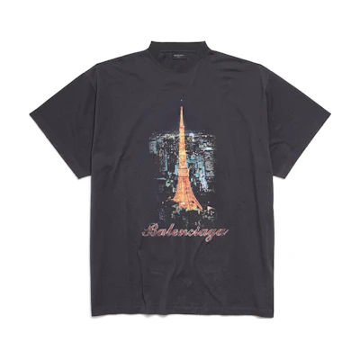 Balenciaga SS24 Graphic Print Oversized Crewneck T-Shirt Black Loose Fit 787349TQV751083