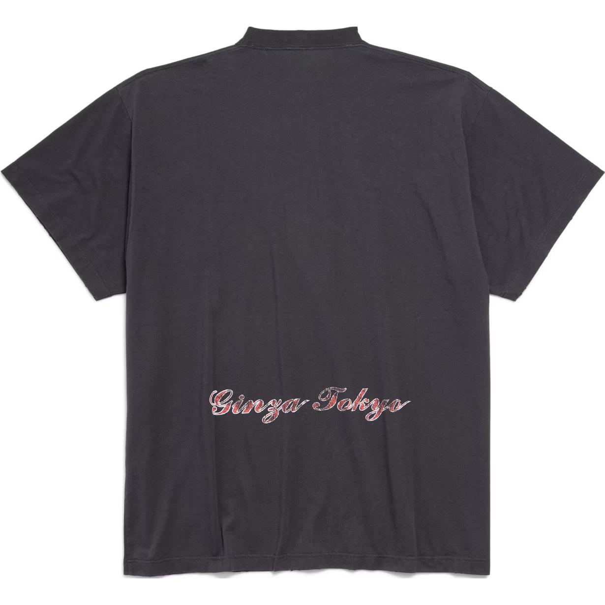 Lookbook Balenciaga SS24 Camiseta Gráfica Oversize Negra de Cuello Redondo Ajuste Suelto 787349TQV751083