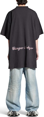 Balenciaga SS24 Camiseta Gráfica Oversize Negra de Cuello Redondo Ajuste Suelto 787349TQV751083 Purchase Balenciaga SS24 Camiseta Gráfica Oversize Negra de Cuello Redondo Ajuste Suelto 787349TQV751083