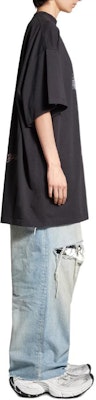 Balenciaga SS24 Camiseta Gráfica Oversize Negra de Cuello Redondo Ajuste Suelto 787349TQV751083 Details for Balenciaga SS24 Camiseta Gráfica Oversize Negra de Cuello Redondo Ajuste Suelto 787349TQV751083